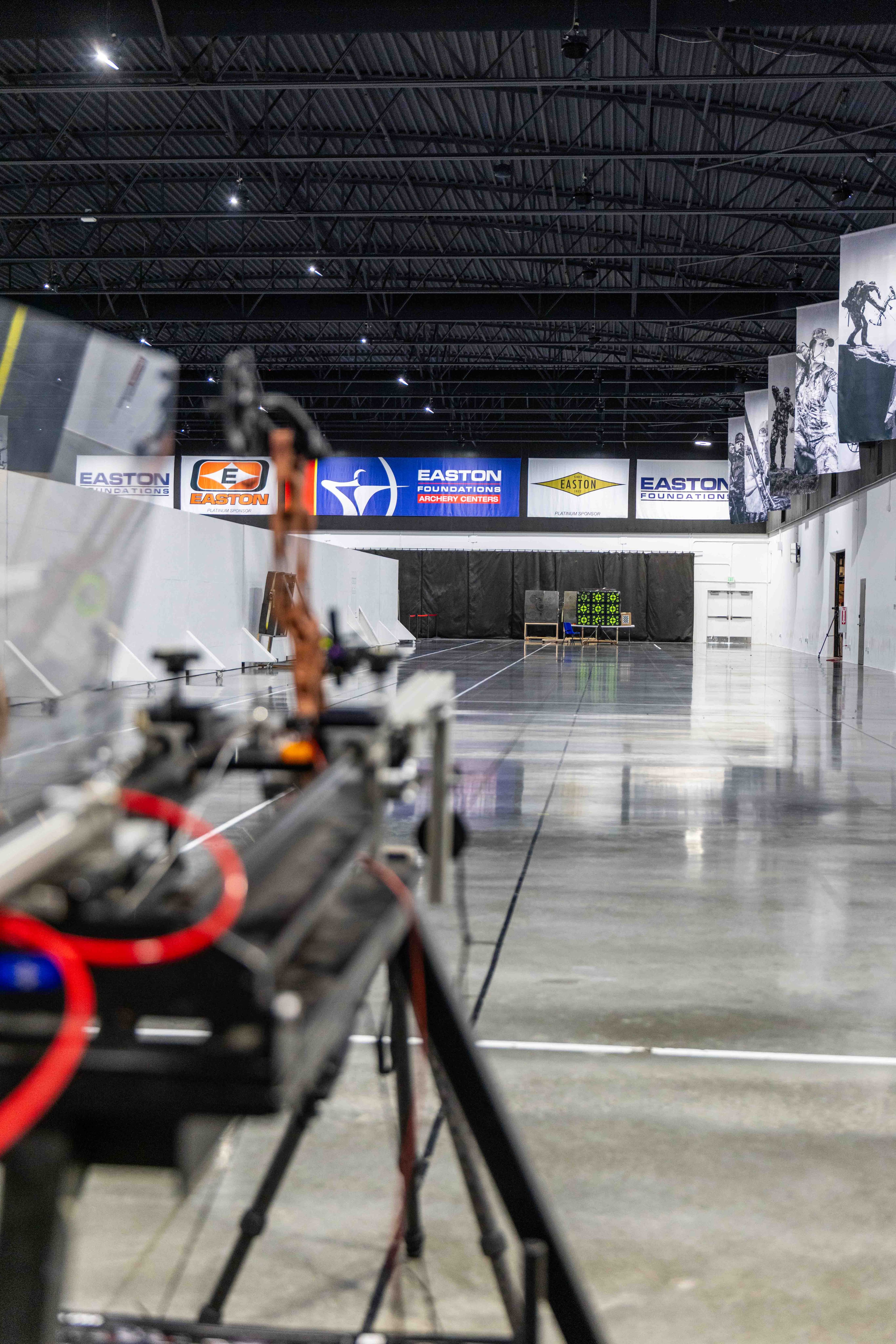 View down the shooting lane with Easton banners overhead